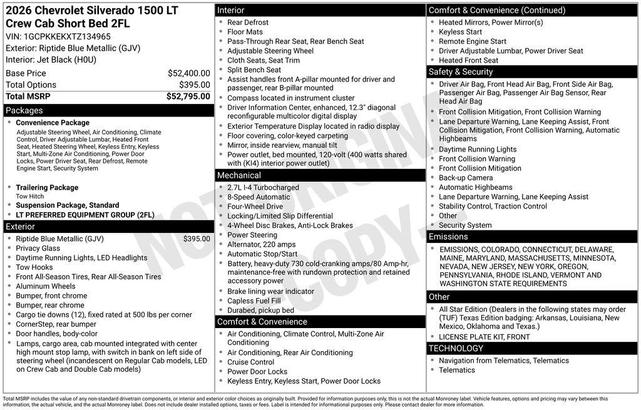 Photo of 2026 Riptide Blue Metallic Chevrolet Silverado 1500