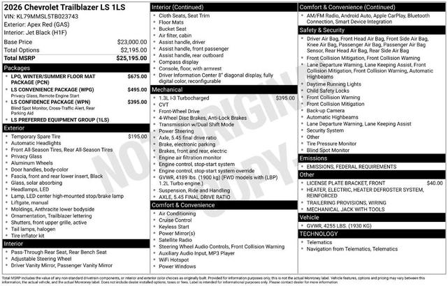 Photo of 2026 Red Chevrolet Trailblazer