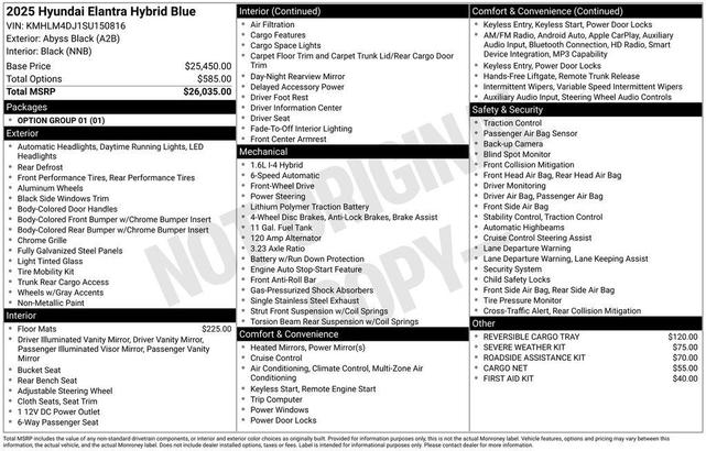Photo of 2025 Black Hyundai ELANTRA HEV