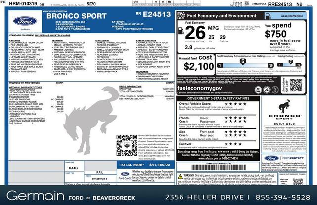 Photo of 2024 Atlas Blue Metallic Ford Bronco Sport