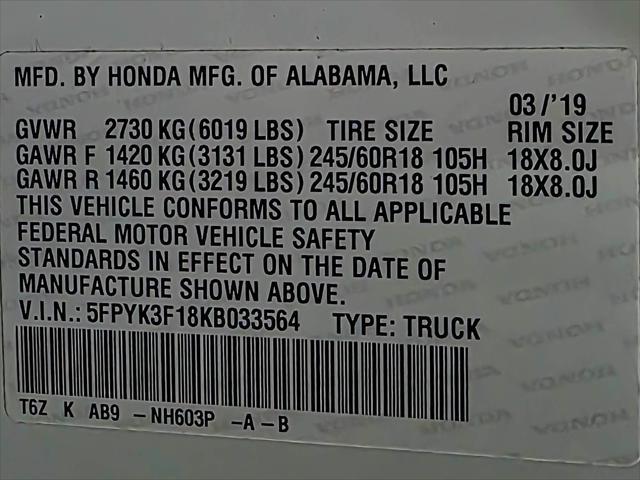 Photo of 2019 White Diamond Pearl Honda Ridgeline
