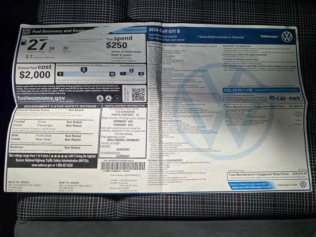 Photo of 2024 Opal White Pearl Volkswagen Golf GTI