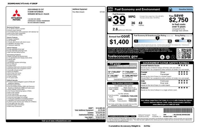 Photo of 2024 Infrared Metallic Mitsubishi Mirage