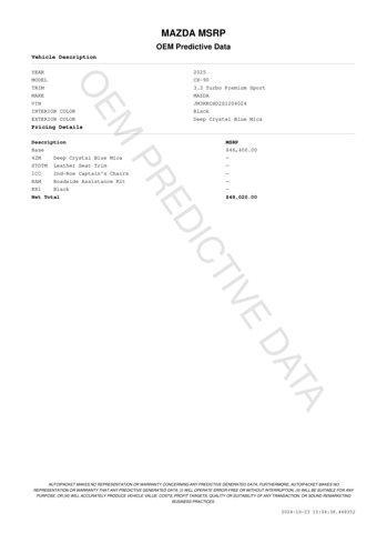 Photo of 2025 Deep Crystal Blue Mica Mazda CX-90