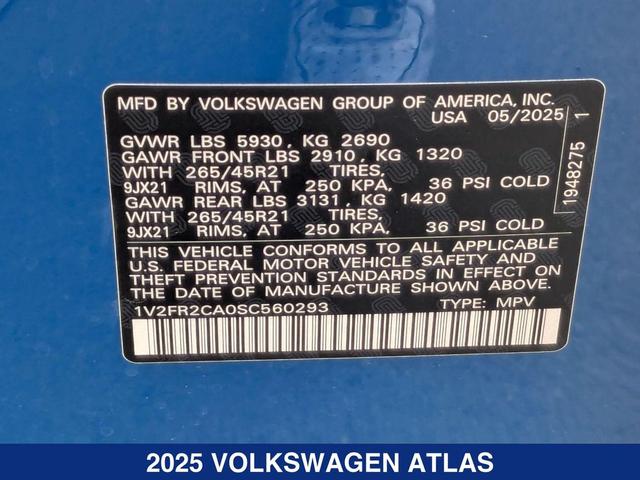 Photo of 2025 Mountain Lake Blue Metallic Volkswagen Atlas