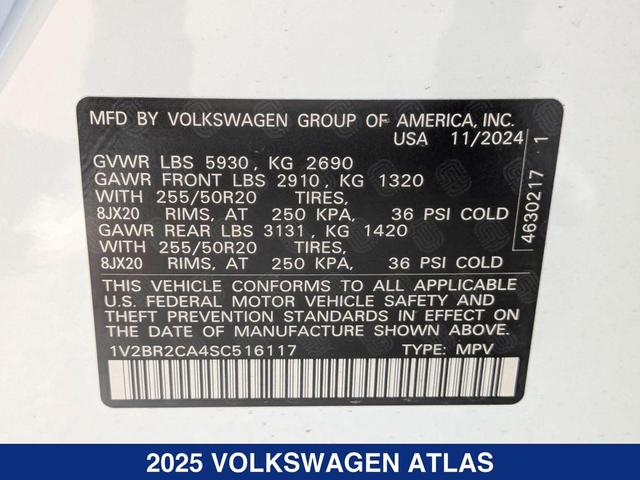 Photo of 2025 Opal White Pearl Volkswagen Atlas