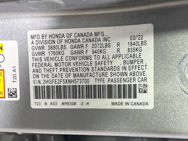 Photo of 2022 Lunar Silver Metallic Honda Civic