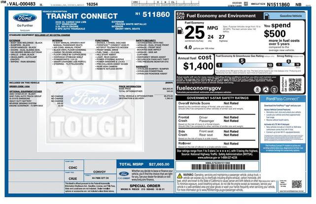 Photo of 2022 Frozen White Ford Transit Connect