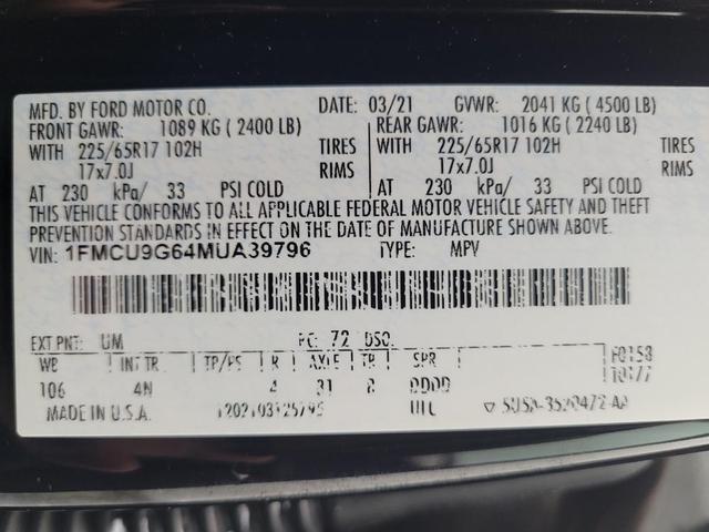 Photo of 2021 Agate Black Metallic Ford Escape