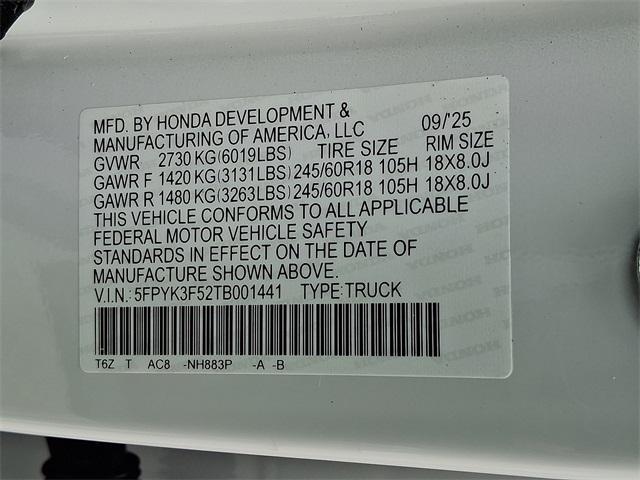 Photo of 2026 PLATINUM_WHITE_PEA Honda Ridgeline