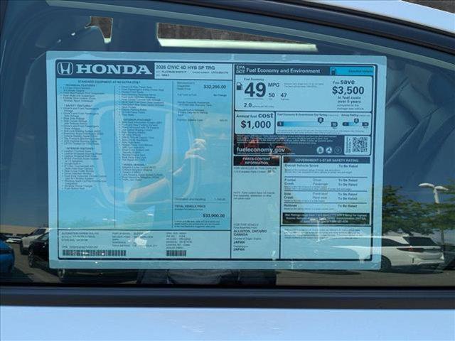 Photo of 2026 Platinum White Pearl Honda Civic Hybrid