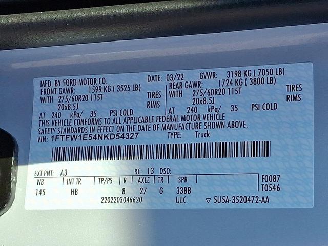 Photo of 2022 Space White Metallic Ford F-150