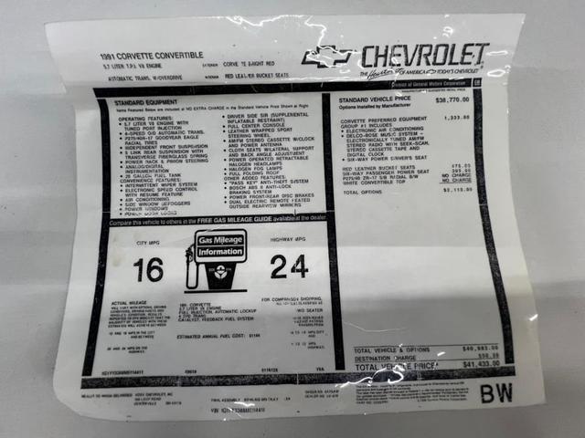 Photo of 1991 Red Chevrolet Corvette