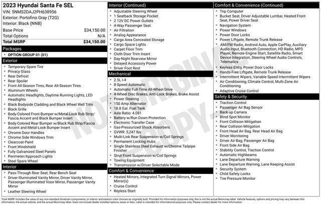 Photo of 2023 Portofino Gray Hyundai SANTA FE