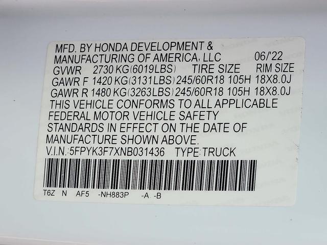 Photo of 2022 Platinum White Pearl Honda Ridgeline