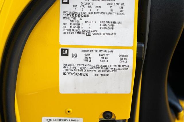 Photo of 2003 Millennium Yellow Chevrolet Corvette