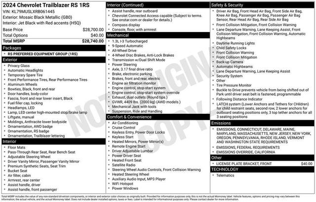 Photo of 2024 Mosaic Black Metallic Chevrolet Trailblazer