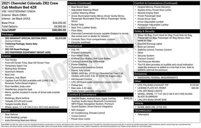 Photo of 2021 Black Chevrolet Colorado