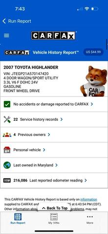 Photo of 2007 Beige Toyota Highlander