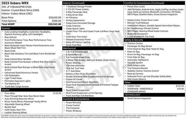 Photo of 2023 Crystal Black Silica Subaru WRX