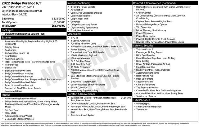 Photo of 2022 DB Black Crystal Clearcoat Dodge Durango