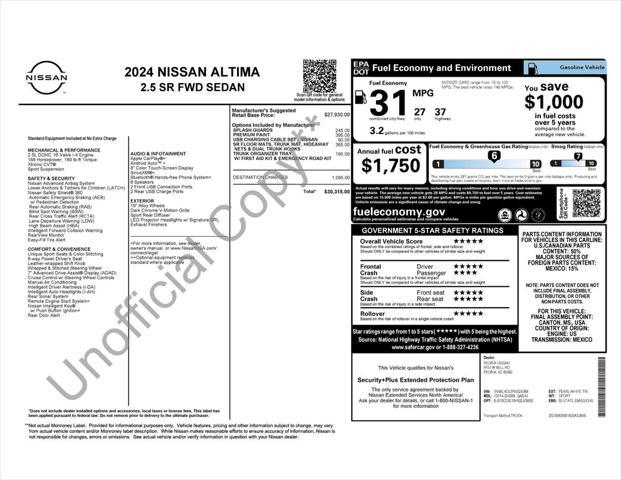 Photo of 2024 Pearl White Tricoat Nissan Altima