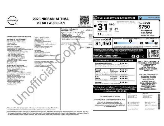 Photo of 2023 Pearl White Tricoat Nissan Altima
