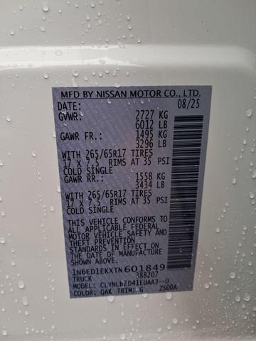 Photo of 2026 Glacier White Nissan Frontier