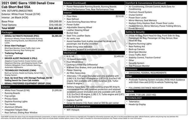Photo of 2021 White Frost Tricoat GMC Sierra 1500