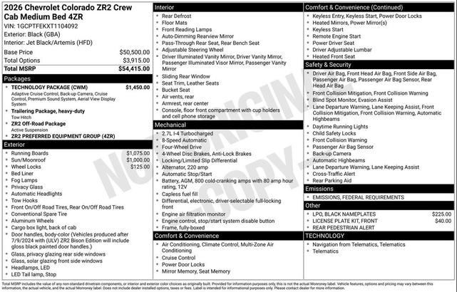 Photo of 2026 Black Chevrolet Colorado