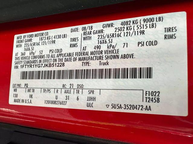 Photo of 2018 Red Ford Transit-250