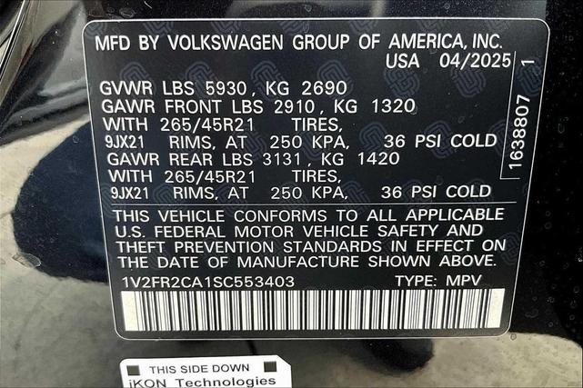 Photo of 2025 Deep Black Pearl Volkswagen Atlas