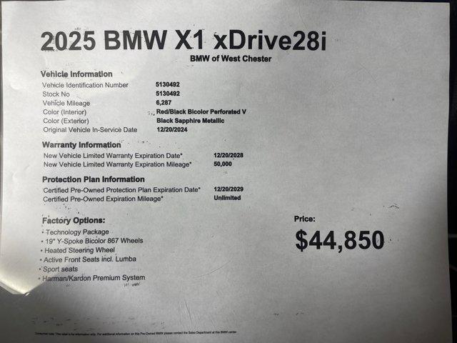 Photo of 2025 Black Sapphire Metallic BMW X1