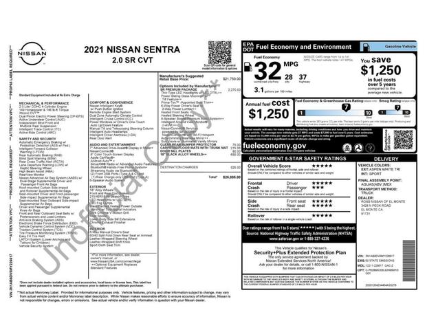 Photo of 2021 Aspen White Nissan Sentra