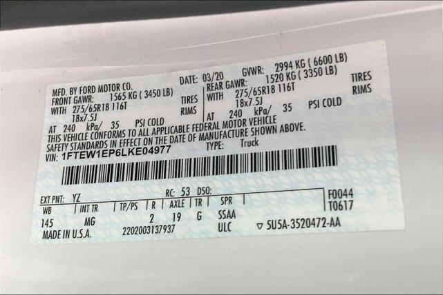 Photo of 2020 Oxford White Ford F-150