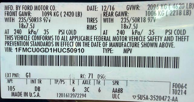 Photo of 2017 Shadow Black Ford Escape