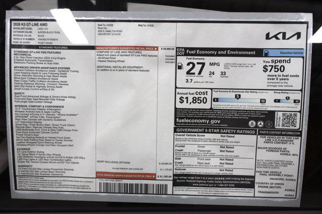 Photo of 2026 AURORA BLACK Kia K5