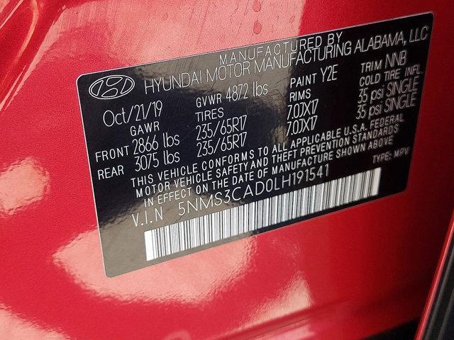 Photo of 2020 Calypso Red Hyundai SANTA FE