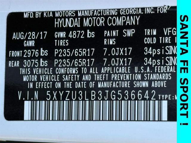 Photo of 2018 Pearl White Hyundai Santa Fe Sport