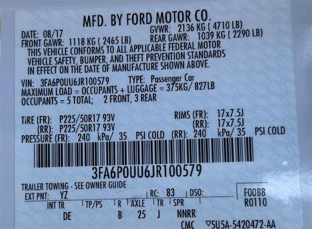 Photo of 2018 Oxford White Ford Fusion Hybrid