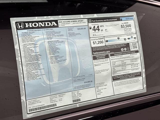 Photo of 2025 Crystal Black Pearl Honda Accord Hybrid