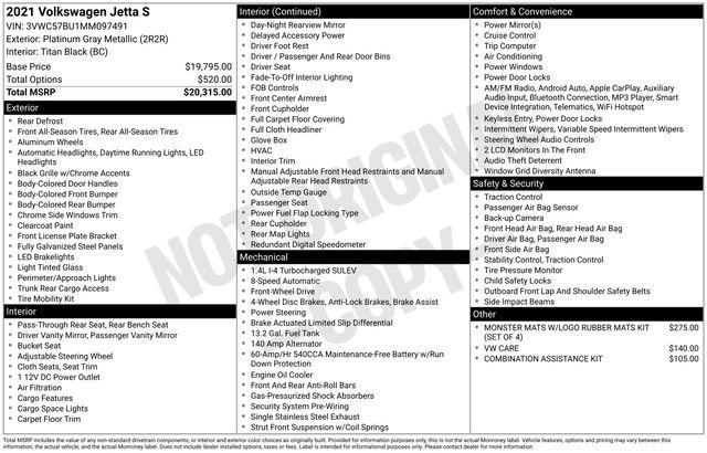 Photo of 2021 Platinum Gray Metallic Volkswagen Jetta