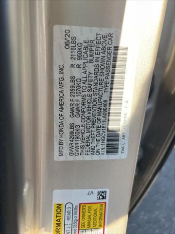 Photo of 2020 Champagne Frost Pearl Honda Accord