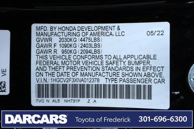Photo of 2022 Crystal Black Pearl Honda Accord