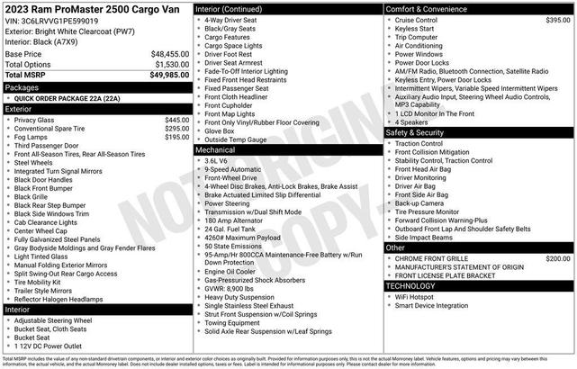 Photo of 2023 Bright White Clearcoat RAM ProMaster 2500
