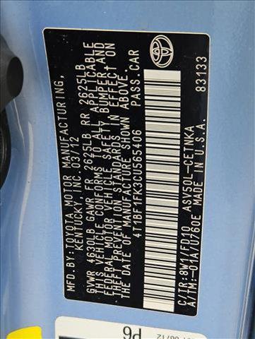 Photo of 2012 Clearwater Blue Metallic Toyota Camry