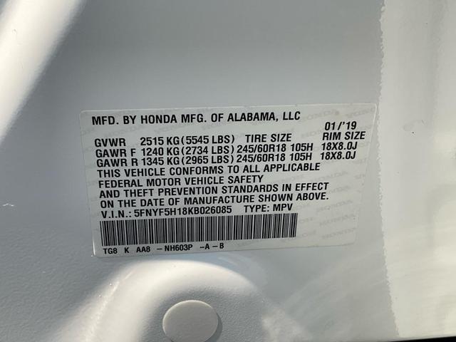 Photo of 2019 White Diamond Pearl Honda Pilot