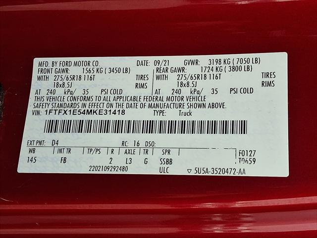 Photo of 2021 Rapid Red Metallic Tinted Clearcoat Ford F-150