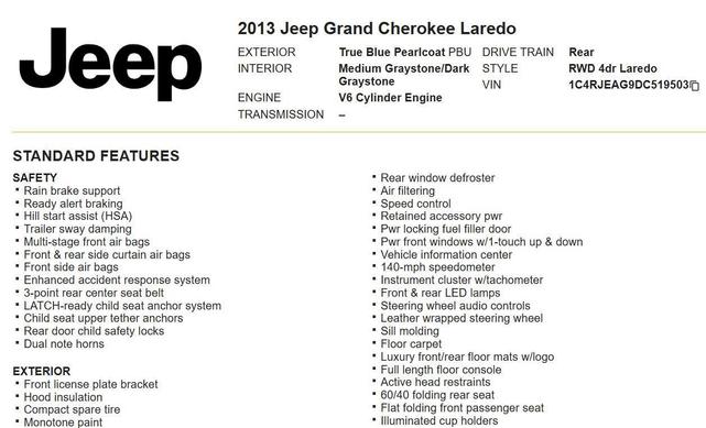 Photo of 2013 True Blue Pearl Jeep Grand Cherokee