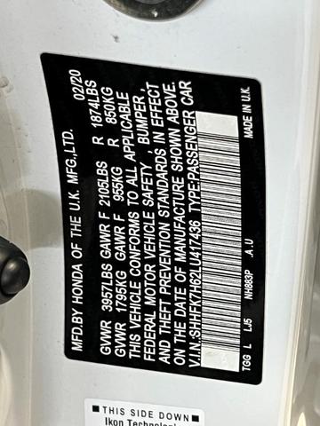 Photo of 2020 Platinum White Pearl Honda Civic